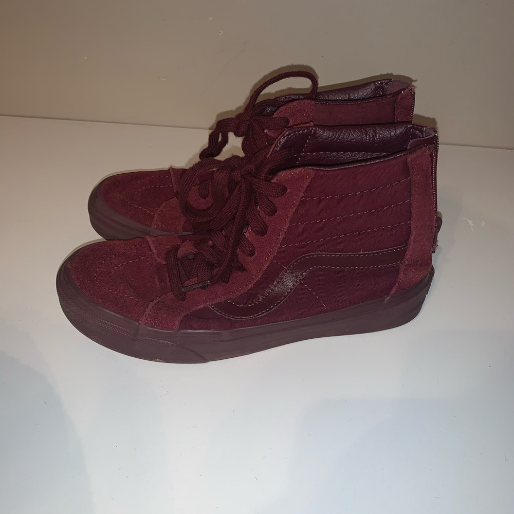 All out burgundy sk8 hi vans